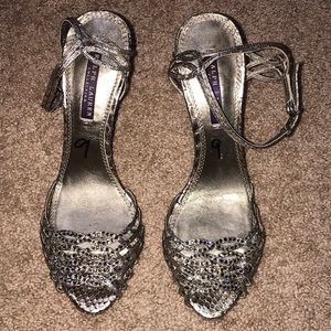 Ralph Lauren Metallic Snake skin crystal heels